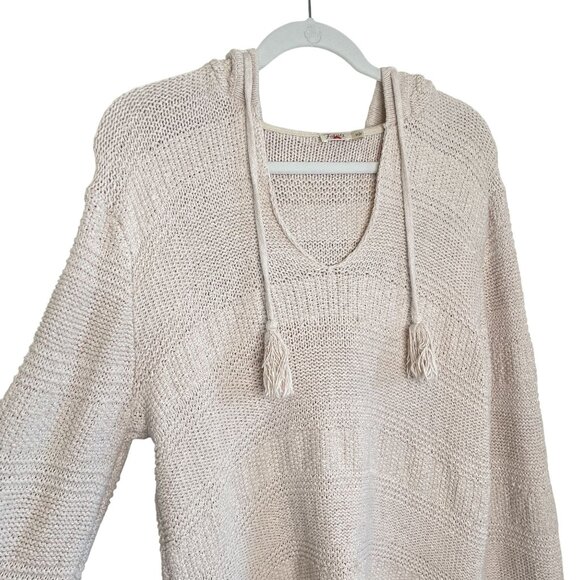 Faherty Cream Knit Pullover Sweater With Hood & V-Neck, M - Picture 3 of 10